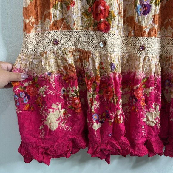 Forbidden Los Angeles Skirt Womens Large Boho Floral Maxi Rayon India - Picture 2 of 6